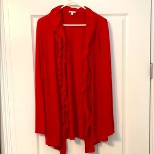 Charming Charlie Women's Red Ruffled Sweater